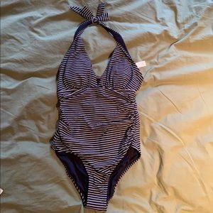 Striped Halter Swimsuit - Gap